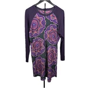 Uncle Frank Dress Women’s Sz S Purple Floral Mixed Media Drawstring Waist USA